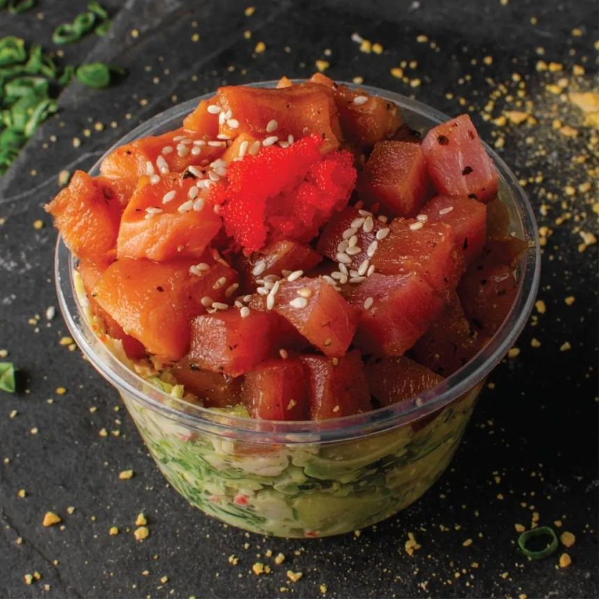 Ensalada Handroll con algas, salmón y atún